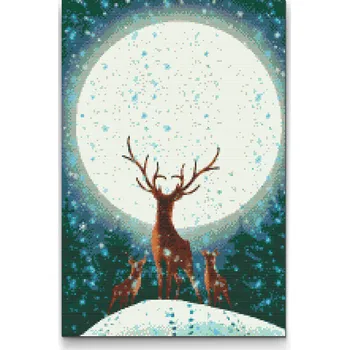 Diamantové malování Diamantové malování - Jelen za úplňku Velikost: 40x60cm, Rámování: Pouze srolované plátno, Diamanty: Čtvercové