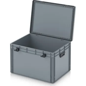 paleta Euro přepravka s víkem s panty Pro 81,3 x 62,8 x 53,8 cm, zavřená - Stříbrošedá - materiál: PP - EDP S 86/52 HG 2G