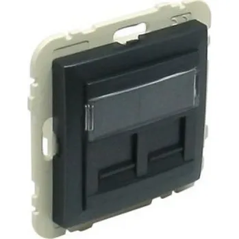 vypínač Efapel LOGUS 90 kryt dvojité datové zásuvky (pro RJ45 konektory) 90442 SIS - šedá