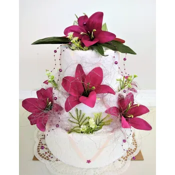 Veratex Textilní dort třípatrový (vínová lilie)