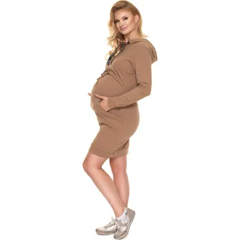 Dámské šaty Dámské těhotenské šaty 1712 Hnědá Cappuccino - PeeKaBoo XXL