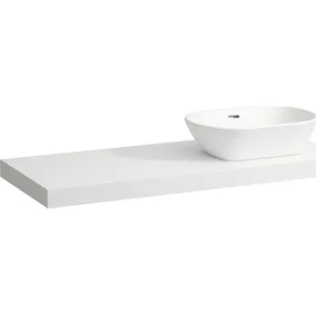 Koupelnový nábytek Lani - umyvadlová deska 120 cm, s výřezem vpravo, vč. 2 nástěnných držáků, bílá matná H4046731122601