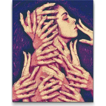 Diamantové malování Diamantové malování - Žena v dlaních Velikost: 30x40cm, Rámování: Pouze srolované plátno, Diamanty: Čtvercové