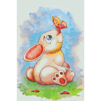 Diamantové malování Diamantové malování - Králíček s motýlem na nose Velikost: 40x60cm, Rámování: Pouze srolované plátno, Diamanty: Kulaté