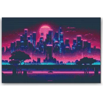 Diamantové malování Diamantové malování - Noční město Velikost: 40x60cm, Rámování: Pouze srolované plátno, Diamanty: Čtvercové
