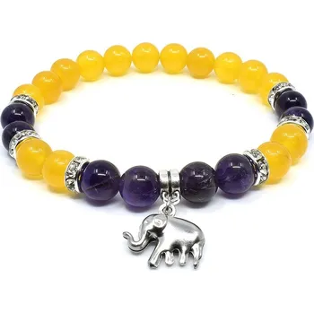 Náramek Mijabijoux Náramek z minerálů ametyst a jadeit MB00116