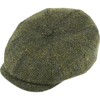 Čepice Fiebig - Headwear since 1903 Zelená bekovka Hatteras od Fiebig - 8-dílná bekovka Shetlandská vlna / Bakerboy Velikost: 62 cm