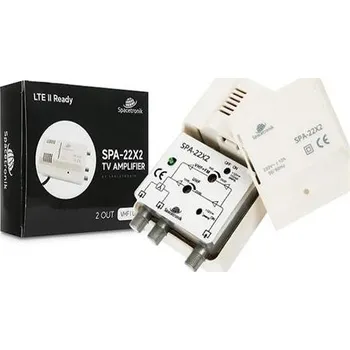 Anténní zesilovač Anténní zesilovač Spacetronik SPA-22X2, 25dB, 2x výstup, regulace zesílení, napájení předzesilovače
