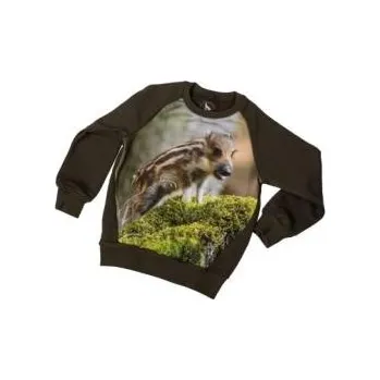 Pánská mikina E-myslivost Dětská myslivecká mikina s motivem - Divočák sele - Velikost 116, 122