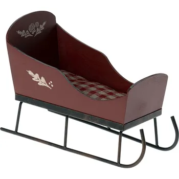 Vánoční dekorace Maileg Velké vánoční sáně Red Maileg, Sleigh Mini Red