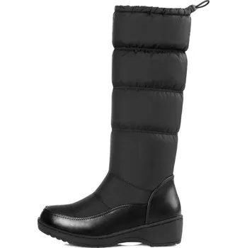 Dámské kozačky Prošívané sněhule zimní kozačky voděodolné s kožíškem Barva: Černá, Velikost: 39