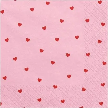 Papírový ubrousek Růžové ubrousky se srdíčky