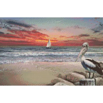 Diamantové malování Diamantové malování - Pelikán a loďka Velikost: 40x60cm, Rámování: Pouze srolované plátno, Diamanty: Čtvercové