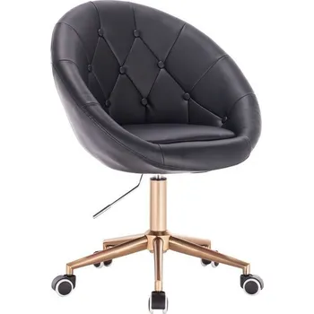 LuxuryForm DESIGN Křeslo VERA na zlaté podstavě s kolečky - černé