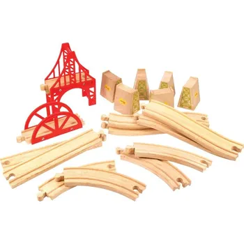 Vláček a vláčkodráha Bigjigs Rail Dřevěné koleje set most 18 dílů