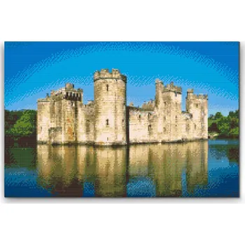 Diamantové malování Diamantové malování - Vodní hrad Bodiam Velikost: 40x60cm, Rámování: Pouze srolované plátno, Diamanty: Čtvercové