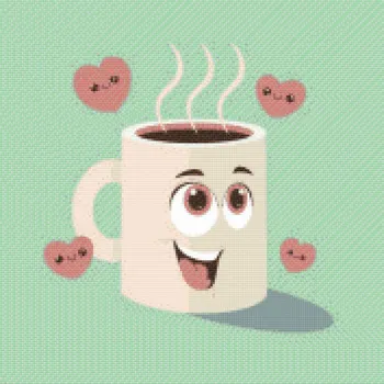 Diamantové malování Diamantové malování - Láska ke kávě Velikost: 50x50cm, Rámování: Pouze srolované plátno, Diamanty: Kulaté