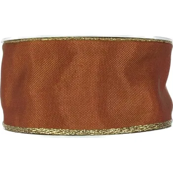 Stuha Stuha OUTDOOR WATERPROOF CINNAMON 40mm x 8m ( 11,- Kč/m) (Vánoční stuha venkovní, voděodolná, oboustranná, s drátkem v lemu)