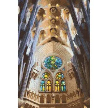 Diamantové malování Diamantové malování - Sagrada Família pohled zevnitř Velikost: 40x60cm, Rámování: Pouze srolované plátno, Diamanty: Kulaté