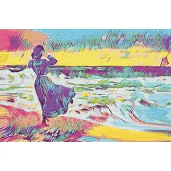 Diamantové malování Diamantové malování - Dáma na pláži Velikost: 40x60cm, Rámování: Pouze srolované plátno, Diamanty: Čtvercové