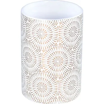 BISK Erga Madison, sklenice na zubní kartáčky na postavení, bílá-zlatý vzor, ​​ERG-08143