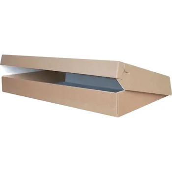 Jednorázové nádobí Krabice dortová, chlebíčková 56x37,5x7,5cm, 3-vrstvá mikrovlna bílo/hnědá - 50 ks