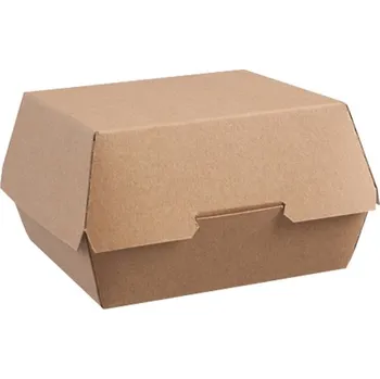 Jednorázové nádobí Hamburger box papírový 120x120x75mm hnědý mikrovlna s laminací - 360 ks