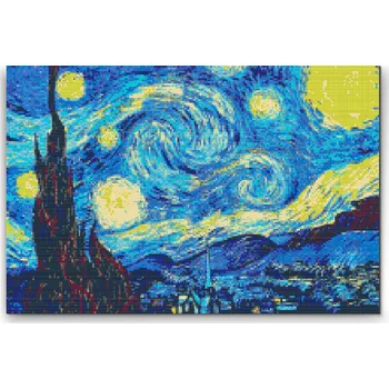 Diamantové malování Diamantové malování - Vincent Van Gogh - Hvězdná noc Velikost: 40x60cm, Rámování: Pouze srolované plátno, Diamanty: Čtvercové
