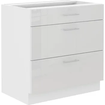 Kuchyňská skříňka 80 D 3 BB Spodní skříňka LARA bílá lesk, šuplíky Premium Box