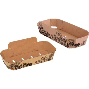 Jednorázové nádobí Miska papírová na ovoce 250g, 190x90x35/56mm hnědá s potiskem - 700 ks