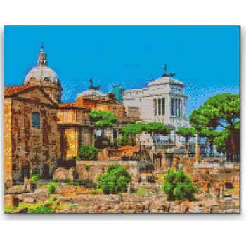 Diamantové malování Diamantové malování - Forum Romanum, Řím 2 Velikost: 30x40cm, Rámování: Pouze srolované plátno, Diamanty: Čtvercové