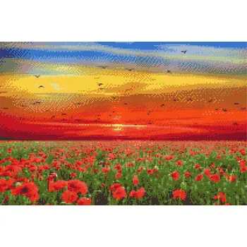 Diamantové malování Diamantové malování - Makové pole při západu slunce Velikost: 40x60cm, Rámování: Pouze srolované plátno, Diamanty: Kulaté