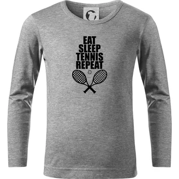 Chlapecké tričko Eat sleep tennis - Triko dětské Long Sleeve - 122 cm/6 let ( Tmavě šedý melír )