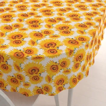 ubrus Dekorační oválný ubrus PML-102 Slunečnice na bílém 50x100 cm