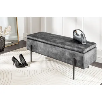 Moderní lavice Dark Lone 100cm šedá s úložným prostorem