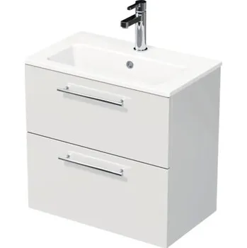 Koupelnový nábytek Koupelnová skříňka s umyvadlem Intedoor BOX MINI bílá vysoce lesklá 60 x 57,5 x 36 cm BOX MINI 60 2Z