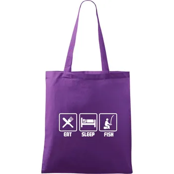 Rybaření - Eat sleep Fish - Taška bavlněná - 42 x 38 cm ( Fialová )