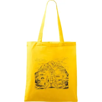 Hory a lyže - můj relax - Taška bavlněná - 42 x 38 cm ( Žlutá )