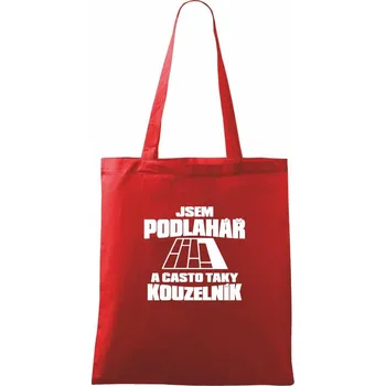 Nákupní taška Podlahář kouzelník - Taška bavlněná - 42 x 38 cm ( Červená )