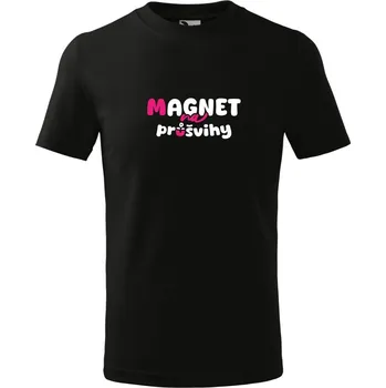 Dívčí tričko Dětské dívčí tričko - Magnet na PRŮŠVIHY Barva: Černá, Barva potisku: Bílo - Růžový, Velikost: 134cm / 8 let