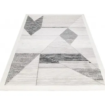 Koberec Makro Abra Moderní kusový koberec GRACE 6359A Geometrický krémový světle šedý Rozměr: 80x150 cm