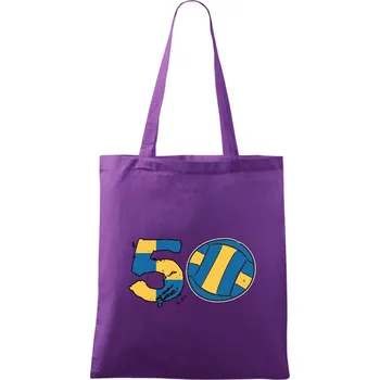 Volejbal kulaté narozeniny 50 - Taška bavlněná - 42 x 38 cm ( Fialová )