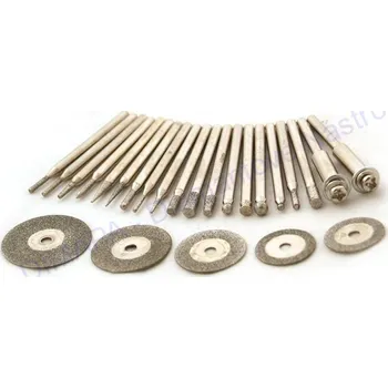 Příslušenství k frézce Diamantové řezací kotouče + 20 fréz pro broušení, vrtání otvorů