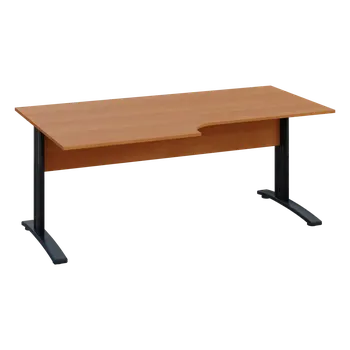 Psací stůl ERK 28 - 188 stůl kancelářský, rohový, levý, kovová podnož černá, deska 25 mm, široký 1800 mm, olše jantar