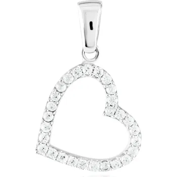 Přívěsek GEMMAX Original – garance kvality Přívěsek srdíčko z bílého zlata se zirkony – zlatý šperk ryzosti 585/1000 v Dárkovém balení s Certifikátem GLPWB-01284