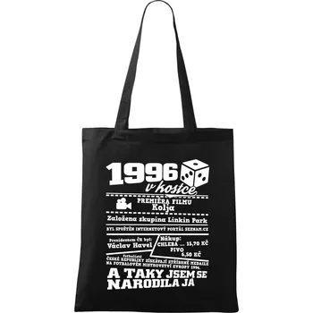 Nákupní taška 1996 v kostce - Taška bavlněná - 42 x 38 cm ( Černá )