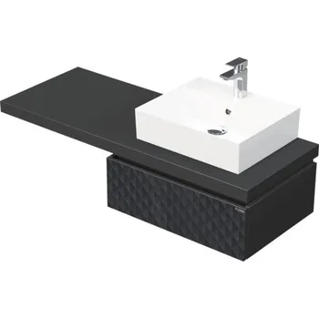 Koupelnový nábytek Koupelnová skříňka s umyvadlem Intedoor DESK 3D černá matná 130,5 x 44,4 x 50,2 cm DE 54 3D 130 P STORM 1Z U129