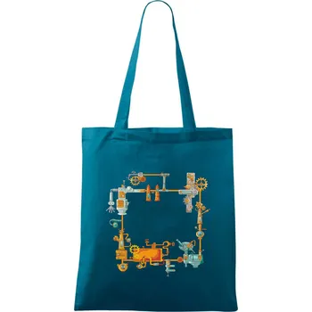 Steampunk barevná sestava - Taška bavlněná - 42 x 38 cm ( Petrolejová )