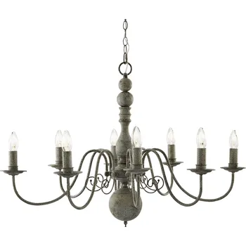 SEARCHLIGHT Osmiramenný rustikální lustr GREYTHORNE