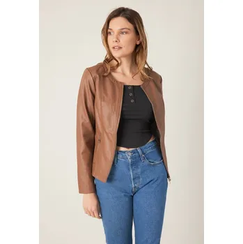 Dámská casual bunda Koženková bunda Escandelle Paris 3188 barva: hnědá-camel, velikost: L